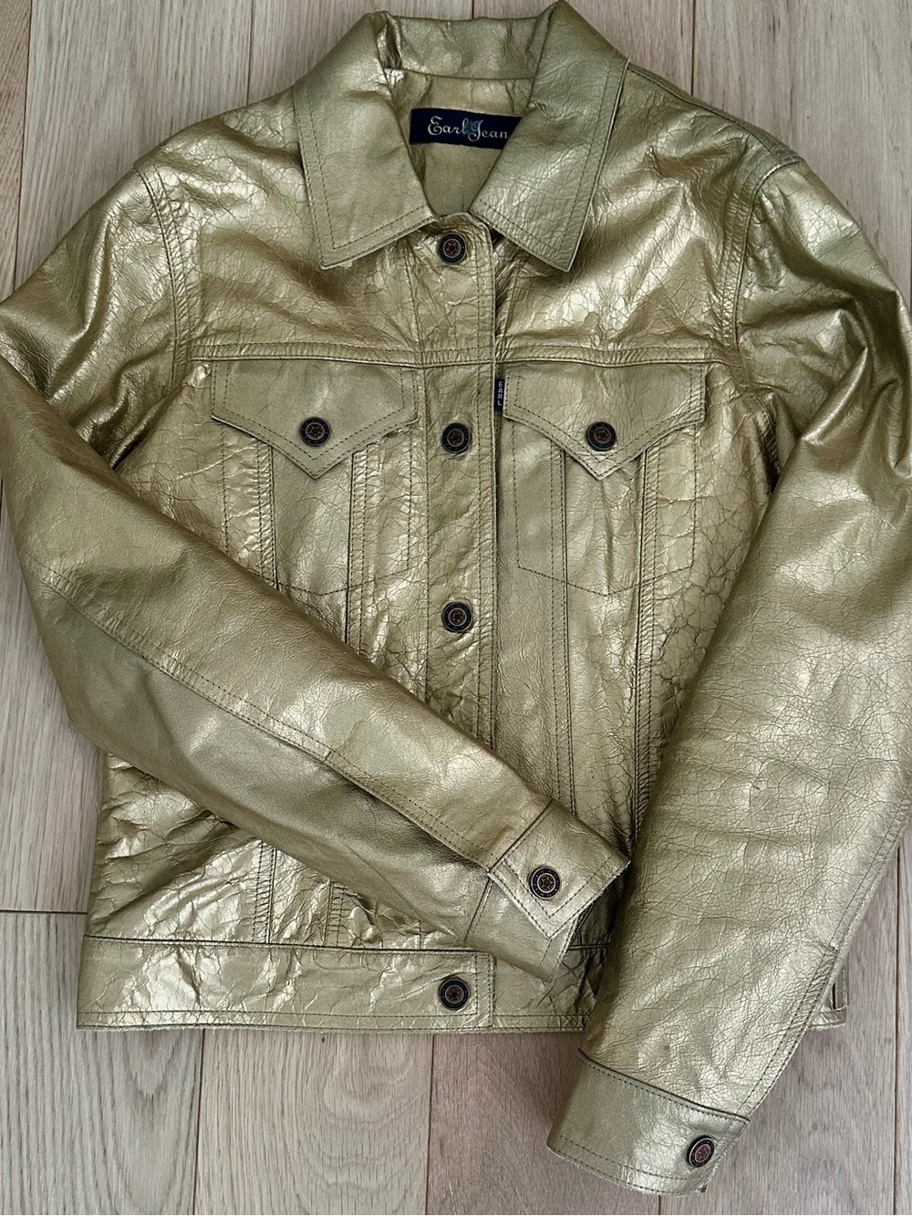 Vintage Y2K genuine gold leather jacket xs